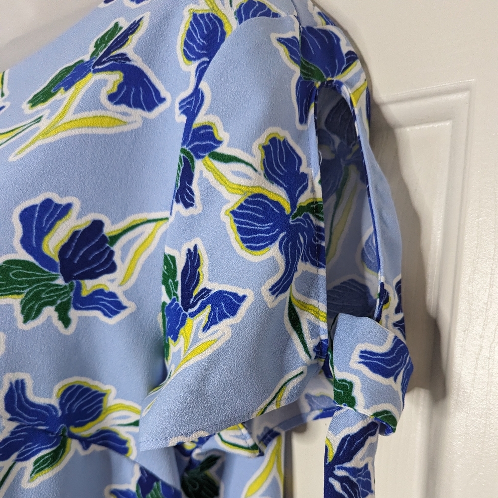 Banana Republic Floral Split Tie-Sleeve Shift Swing Dress Women's M Petite - Picture 10 of 12